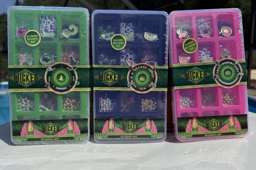 (3) Wicked Beading Kit: Elphaba, Glinda & Wicked Themed Charms/bracelet